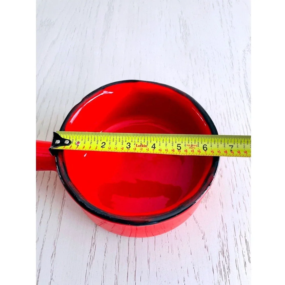 Vintage‎ Mid-Century Red Ceramic Butter Warmer with Hollow Handle